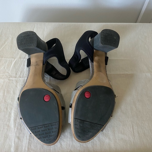 Velcro elastic shiny grey black Camper 3 inch heel dance club chunky comfortable - Picture 4 of 8